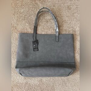 K Carroll Taylor RFID Protected Gray Vegan Faux Suede Oversized Tote - NWT